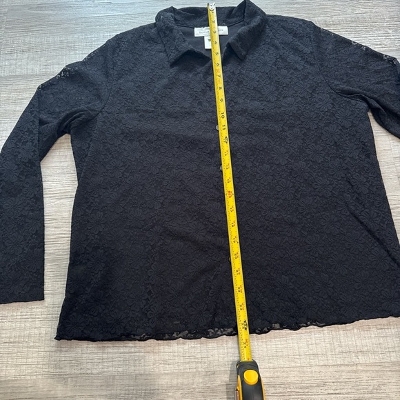 Susan Bristol Charcoal Lace Top long sleeve size PL - Picture 4 of 9